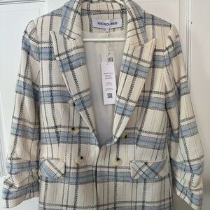 New with tags Veronica Beard Beacon Dickey Blue Cream Plaid Jacket / Blazer